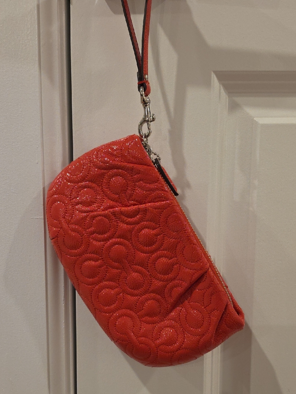 Coach Coral Quilted Wristlet with Signature C Pattern